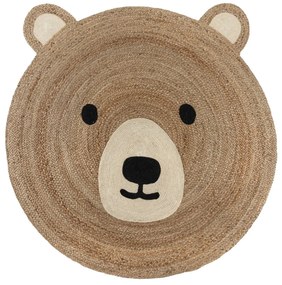 Natúr színű juta gyerek szőnyeg 100x100 cm Bertie Bear – Flair Rugs