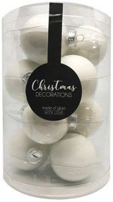 White matt fehér üveg karácsonyi gömb szett 12*6cm