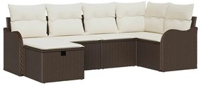 vidaXL Kerti Kanapé Szett párnával tárolóval 6 pcs Barna Poli rattan