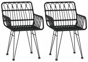 3 részes fekete polirattan kerti étkezőgarnitúra