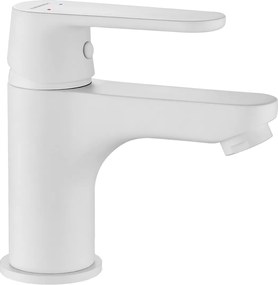 Kuchinox Dima, mosdócsaptelep ClickClack leeresztőcsavarral h-132, fehér matt, LAV-BQD_622D