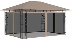 tópszínű pavilon szúnyoghálóval/LED fényfüzérrel 4 x 3 x 2,73 m