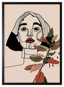 Linear woman with leaves kép