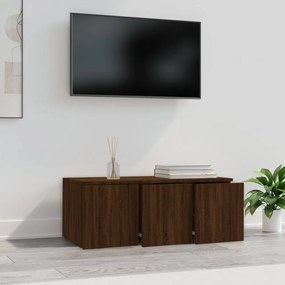 barna tölgyszínű szerelt fa TV-szekrény 80x34x30 cm