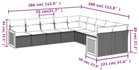 10 részes bézs polyrattan kerti ülőgarnitúra párnával
