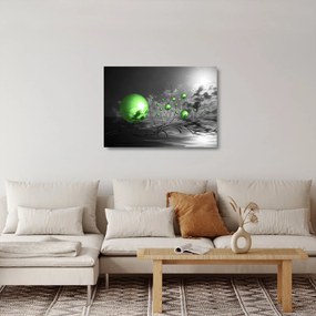 Zöld absztrakt gömbök képe (üvegen) (70x50 cm)