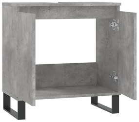 Betonszürke szerelt fa fürdőszobaszekrény 58x33x60 cm