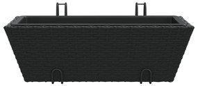 vidaXL 2 db fekete polyrattan növénytartó horoggal