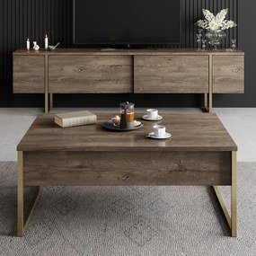 Dohányzóasztal Luxe - Walnut, Gold