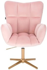 HR650CROSS Púderrózsaszín modern velúr szék arany lábbal