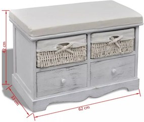 fehér császárfa tárolópad 62 x 33 x 42 cm
