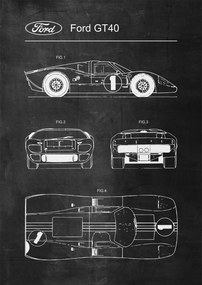 Poszter Ford GT40 Retro Patent Séma