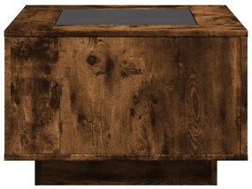 füstös tölgy szerelt fa dohányzóasztal LED-del 60 x 60 x 40 cm
