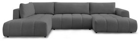 Sötétszürke kinyitható-tárolóhelyes sarokkanapé (bal oldali-U alakú) Fuji – Bobochic Paris