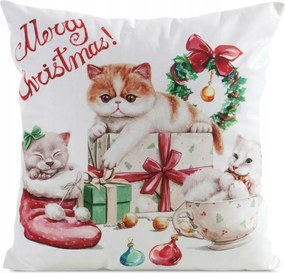 Karácsonyi díszpárnahuzat Jancsi 45x45 cicás cipzáras