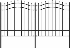 vidaXL fekete porszórt acél kerti kerítés lándzsás tetejjel 240 x 125 cm