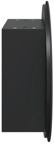 fekete fürdőszobaszekrény kerek tükörrel/LED-del 47x47x17,5 cm