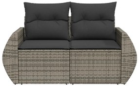 2 személyes szürke polyrattan kerti kanapé párnával