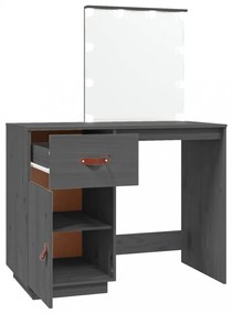 szürke tömör fenyőfa fésülködőasztal LED-del 95 x 50 x 133,5 cm