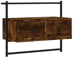 füstös tölgy színű szerelt fa fali TV szekrény 60,5x30x51 cm
