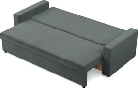 Zeus kanapéágy, bársony, bonell töltet, egyenes kartámasz, szürke