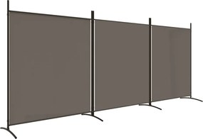 vidaXL 3 paneles antracitszürke szövet térelválasztó 525x180 cm