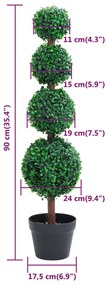 zöld gömbalakú cserepes műpuszpáng 90 cm
