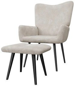 Juskys Odense fotel lábtartóval – bézs