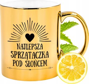 Prémium Arany Csillogó Bögre Takarítónőnek Ajándék Nyomtatott Fotóval