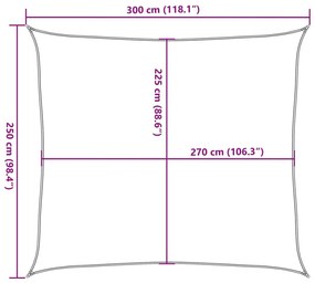 tópszínű HDPE napvitorla 160 g/m² 2,5 x 3 m