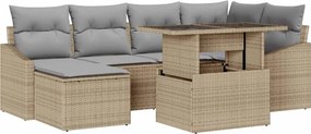 vidaXL Kerti Kanapé Szett párnával 7 pcs Beige és Világosszürke