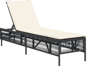 vidaXL fekete polyrattan napozóágy párnával