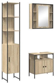 Fürdőszoba bútor szett 3 pcs sonoma tölgy 33 x 33 x 185.5 cm