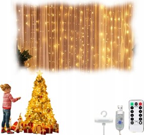 Karácsonyfa Fényfüzér Nagy Fényfüggöny 3X3M Sűrű Led Fényfüzér