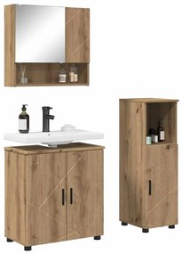 Fürdőszoba bútor szett 3 pcs kézműves tölgy 61 x 35 x 64 cm