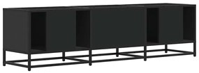 fekete szerelt fa és fém TV-szekrény 150x35x41 cm