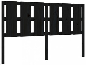 fekete tömör fenyőfa ágyfejtámla 155,5x4x100 cm