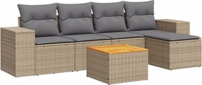 vidaXL 6 részes bézs polyrattan kerti ülőgarnitúra párnával