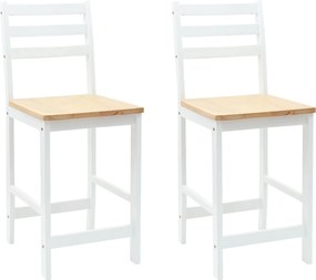 vidaXL Étkező Székek 2 pcs Fehér 40 x 47,5 x 99,5 cm Tömör Gumi Fa
