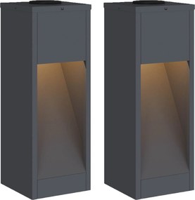 vidaXL Napelemes LED Útjelző Lámpa 2 pcs Antracit
