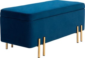 HOMCOM Pad, kárpitozott pad tárolóval, fém, kaucsukfa, habszivacs, 100 x 40 x 42 cm, sötétkék