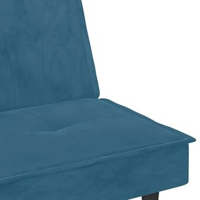 kék bársony kanapéágy pohártartókkal