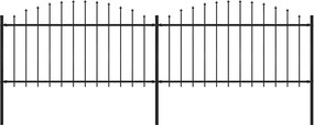 vidaXL fekete acél kerti kerítés lándzsás tetejű 359 x 150 cm