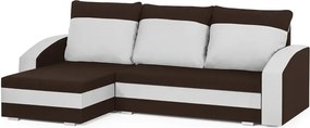 KING Kinyitható sarokkanapé Sötétbarna/fehér