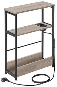 Oldalsó asztal beépített konnektorral és USB-portokkal ROD barna/fekete