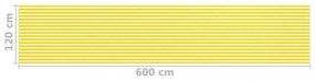 sárga és fehér HDPE erkélyparaván 120 x 600 cm