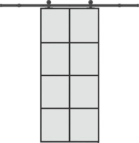 vidaXL ESG üveg és alumínium tolóajtó fémszerelvény-szettel 90x205 cm