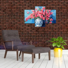 Kép - Váza rózsaszín virágokkal (90x60 cm)