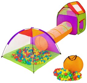 tectake 401027 gyerek sátor szett összekötő alagúttal, 200 labdával - színes