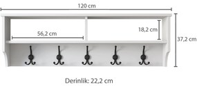 Előszobafal Kabáttartó 120x37x22 cm, fehér